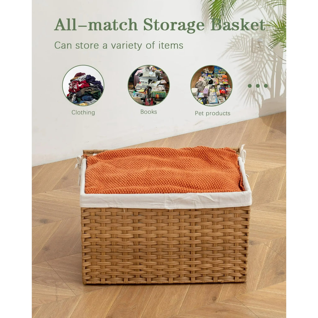 Wicker Storage Basket with Lid and Handles 42 Gallon A7