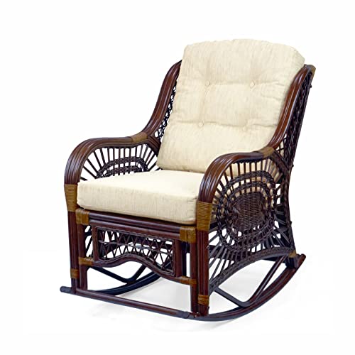 Wicker Rattan Lounge Chair with Cream Cushion Indoor K7m