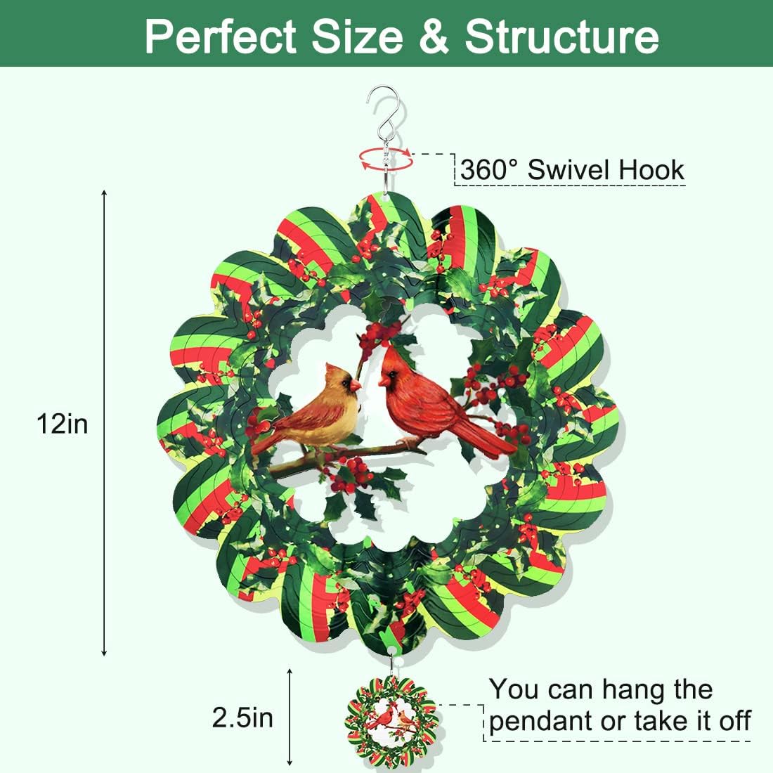Green 3D Wind Spinner Outdoor Garden Art h7