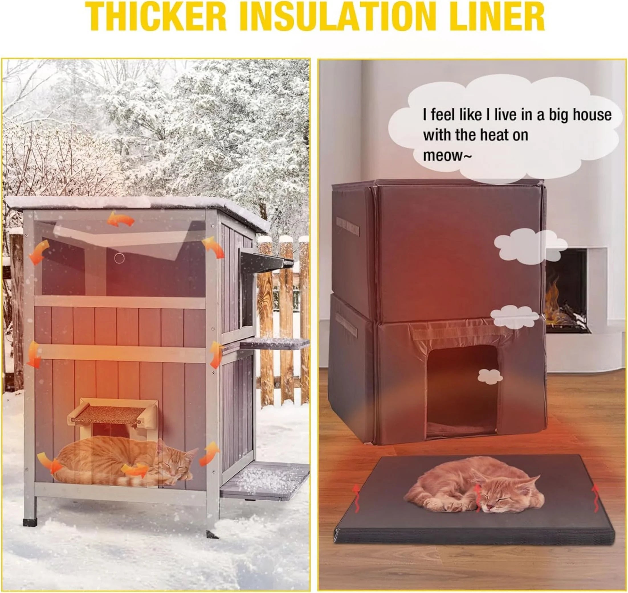 Insulated Cat House Outdoor Winter Shelter q7