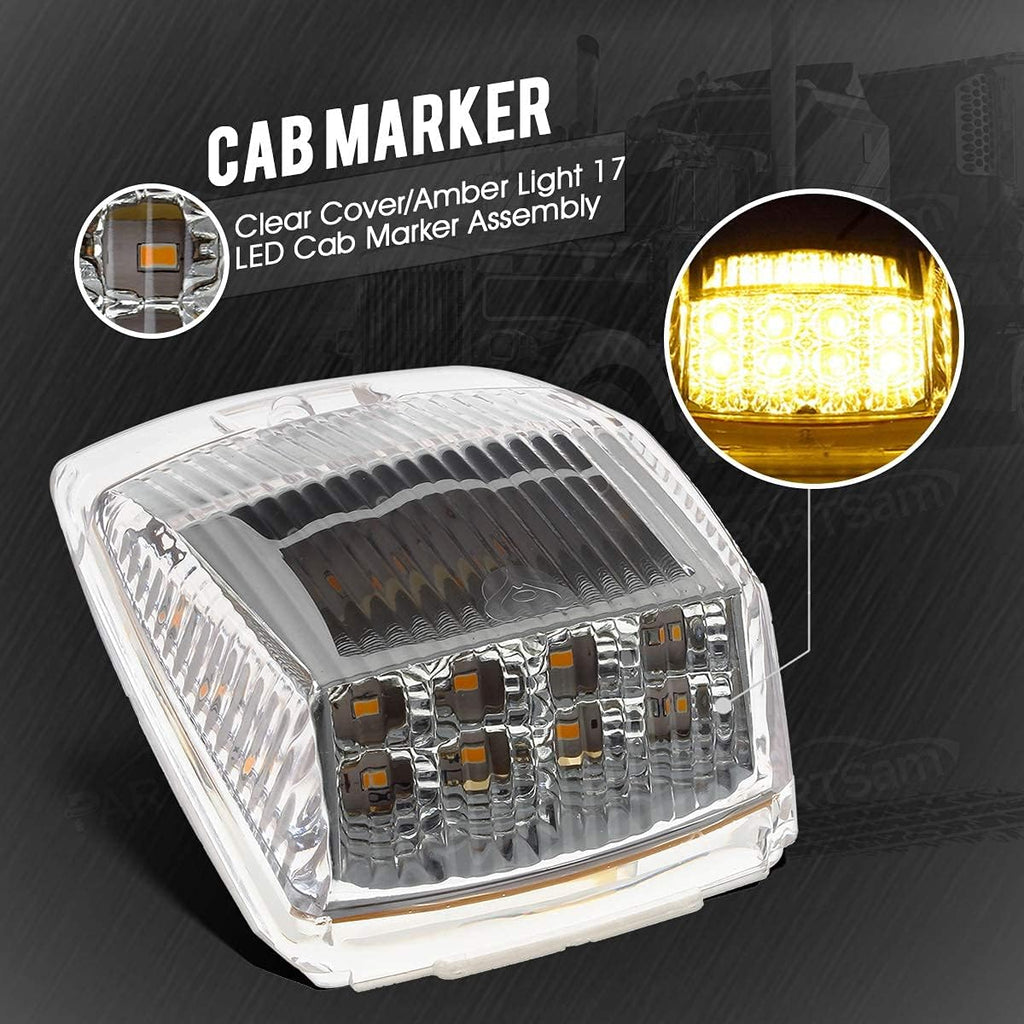 6.5 LED Cab Marker Light 16LED Clear/Amber Chrome 5pcs 17LED 53.75" Waterproof k7