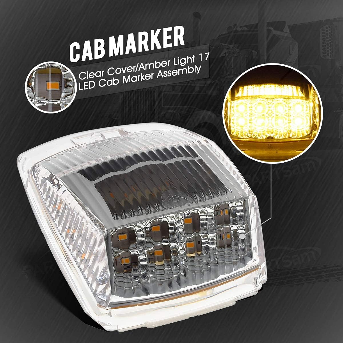 6.5 LED Cab Marker Light 16LED Clear/Amber Chrome 5pcs 17LED 53.75" Waterproof k7