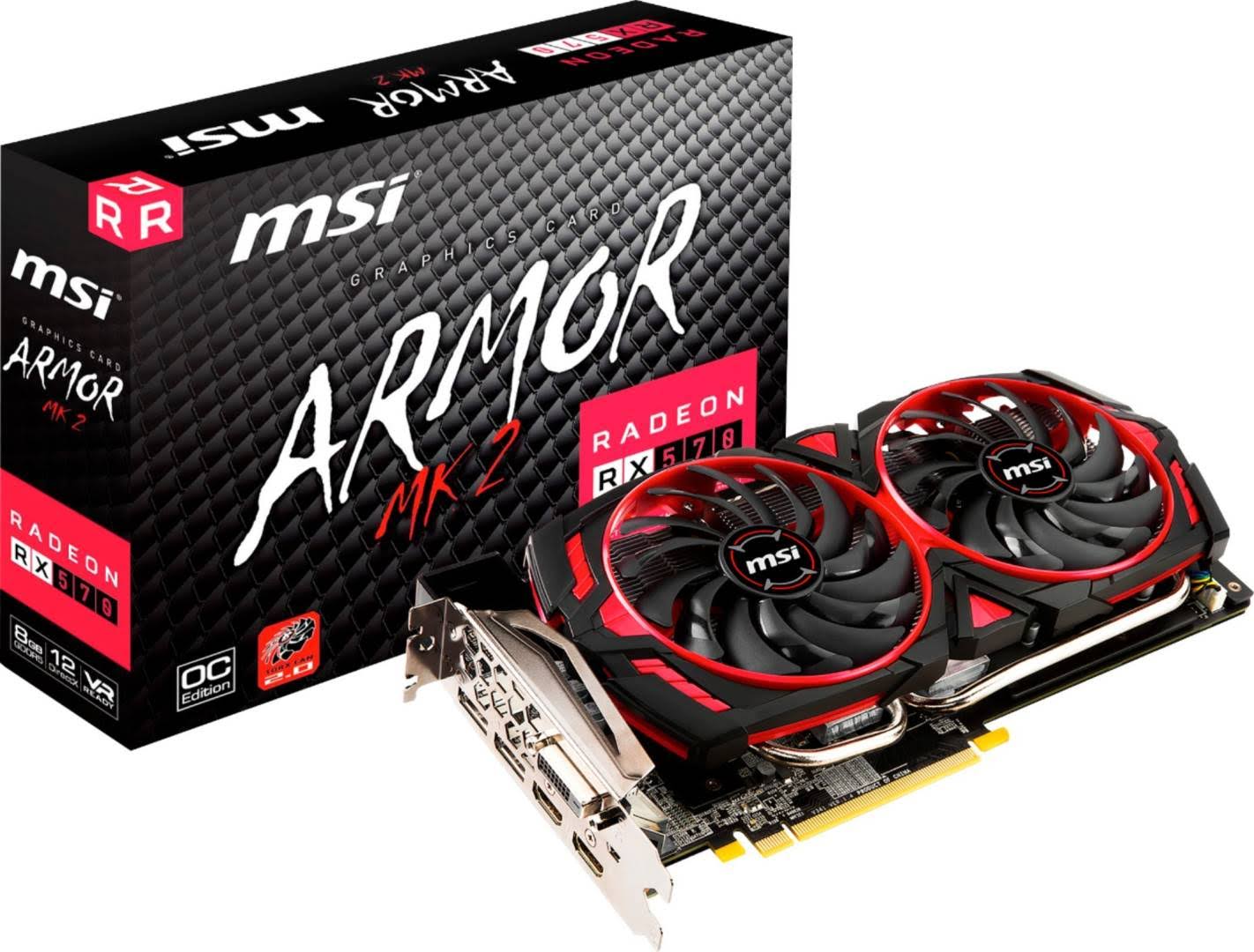 MSI - AMD Radeon RX 570 ARMOR OC 8G GDDR5 PCI Express 3.0 Graphics Card - Black/Red