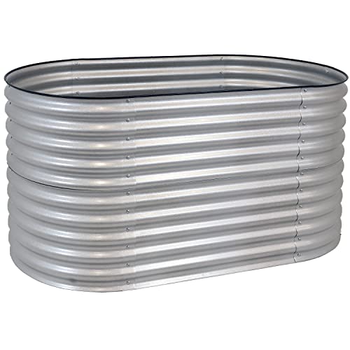 Oval Raised Garden Bed Stackable Steel Planter Kit Brown k7