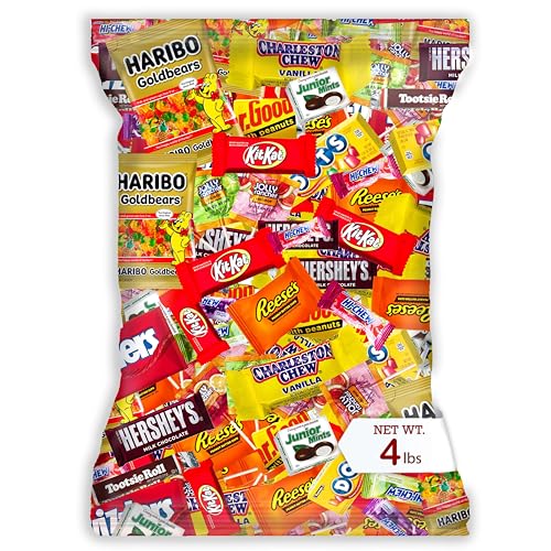 Individually Wrapped Mini Candy & Chocolate Mix - 4 lb Bulk Easter Candy Assortment - Easter Basket Stuffers, Pinata Stuffer Candies Variety Pack, Office CandyBowl Treats - Sweet & Chocolatey Flavors