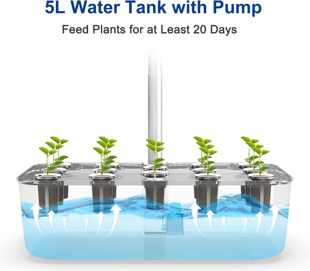 Hydroponics Growing System Indoor Garden 14 Pods Germination Kit with Grow Light A7