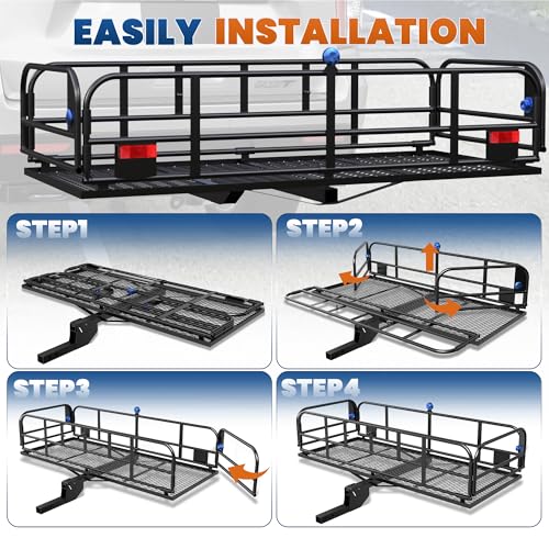 Folding Hitch Mount Cargo Carrier 2" Receiver 60x24x14 A7