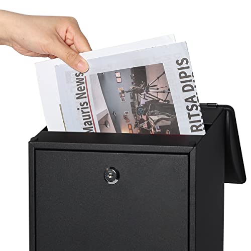 Locking Mailbox Wall Mounted Outdoor Black k7