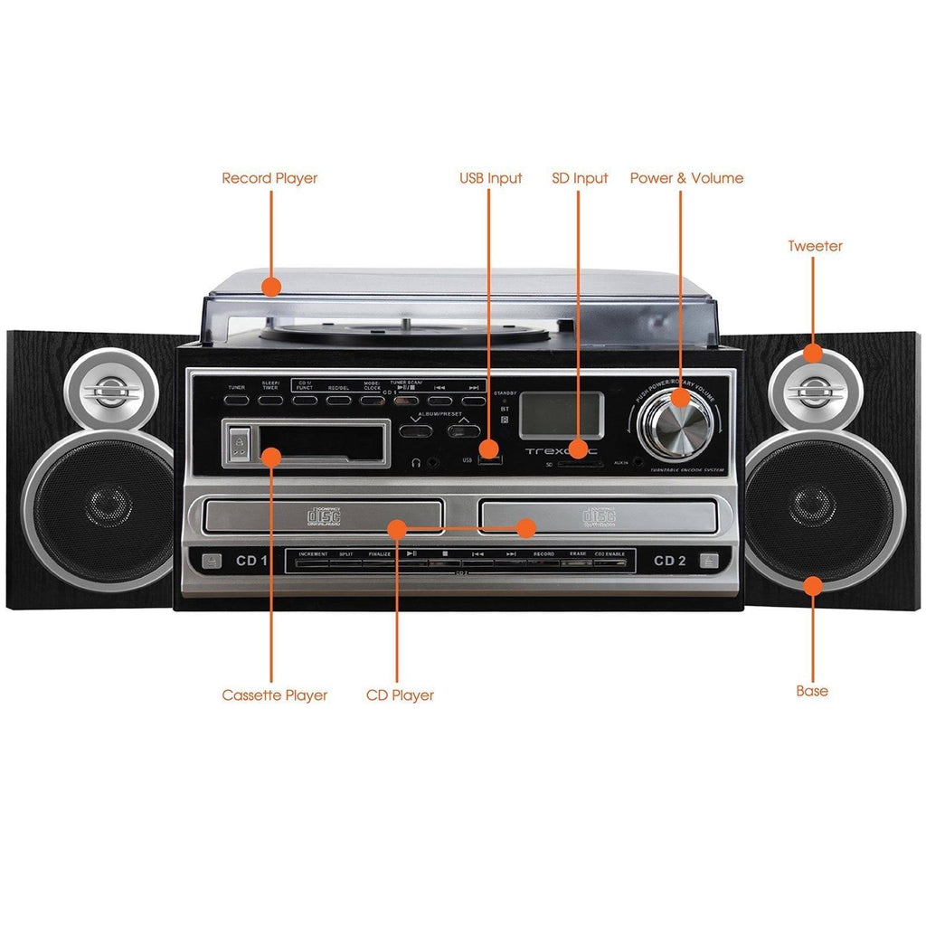 Turntable with CD Player and Cassette Player k7