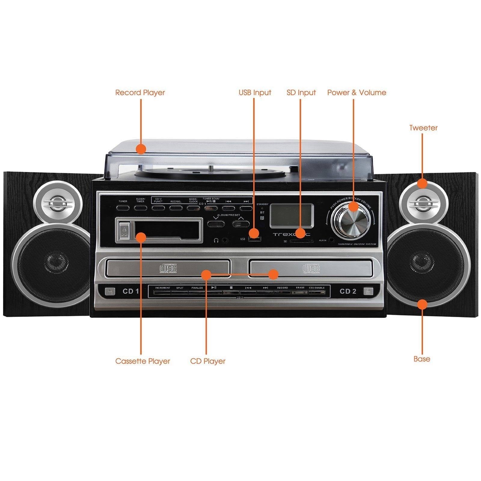 Turntable with CD Player and Cassette Player k7