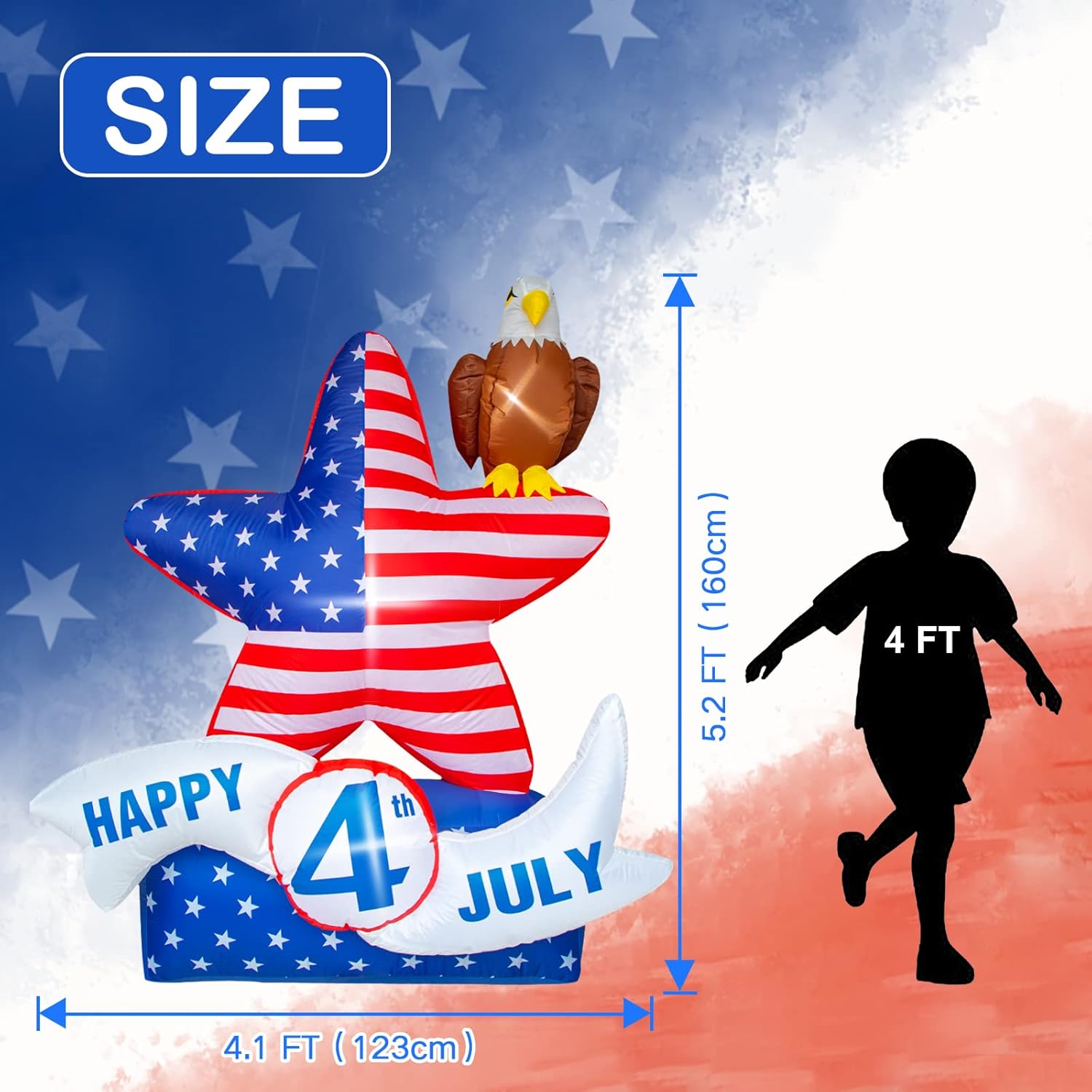 Patriotic Inflatable Eagle Yard Decoration with LED Lights k7