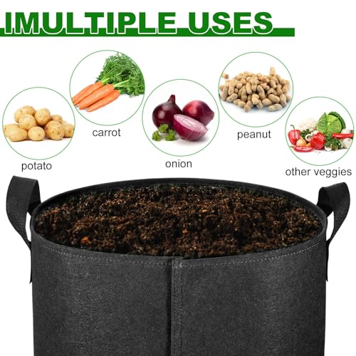 Potato Grow Bags with Flap Window, Aeration Fabric Pots, 6-Pack 7k