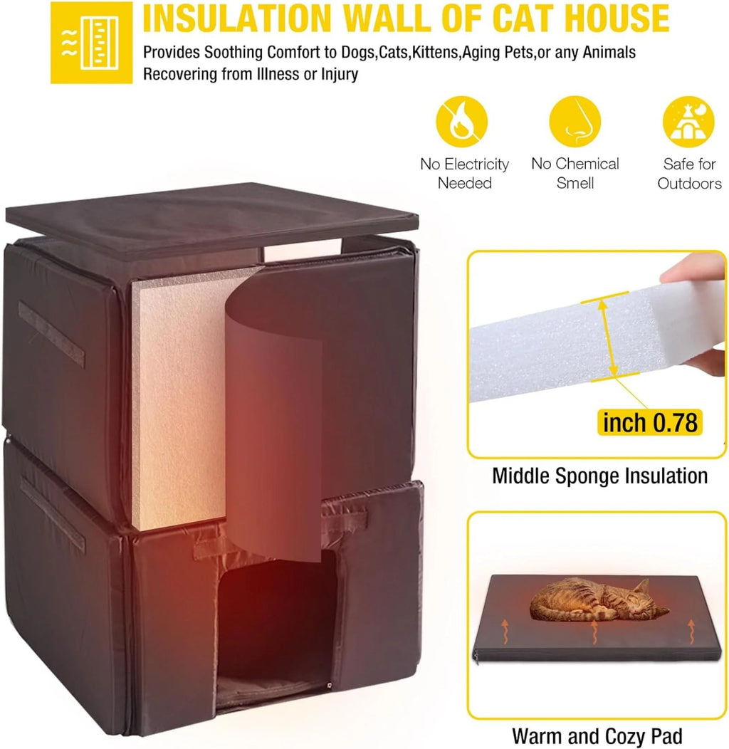 Insulated Cat House Outdoor Winter Shelter q7