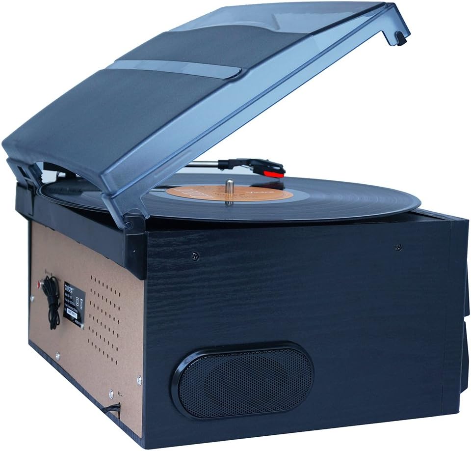 Bluetooth Dual CD Player Recorder Turntable with AM/FM Radio Cassette USB AUX k7