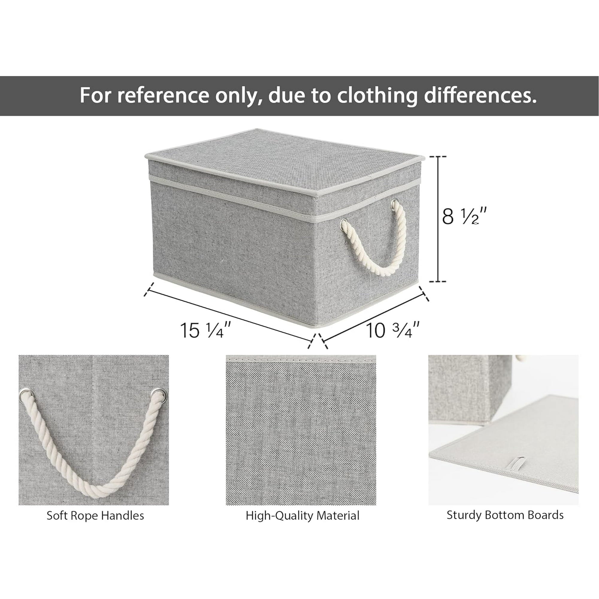Storage Bins with Lids, Foldable Baskets, Gray, Large, 3-Pack k7