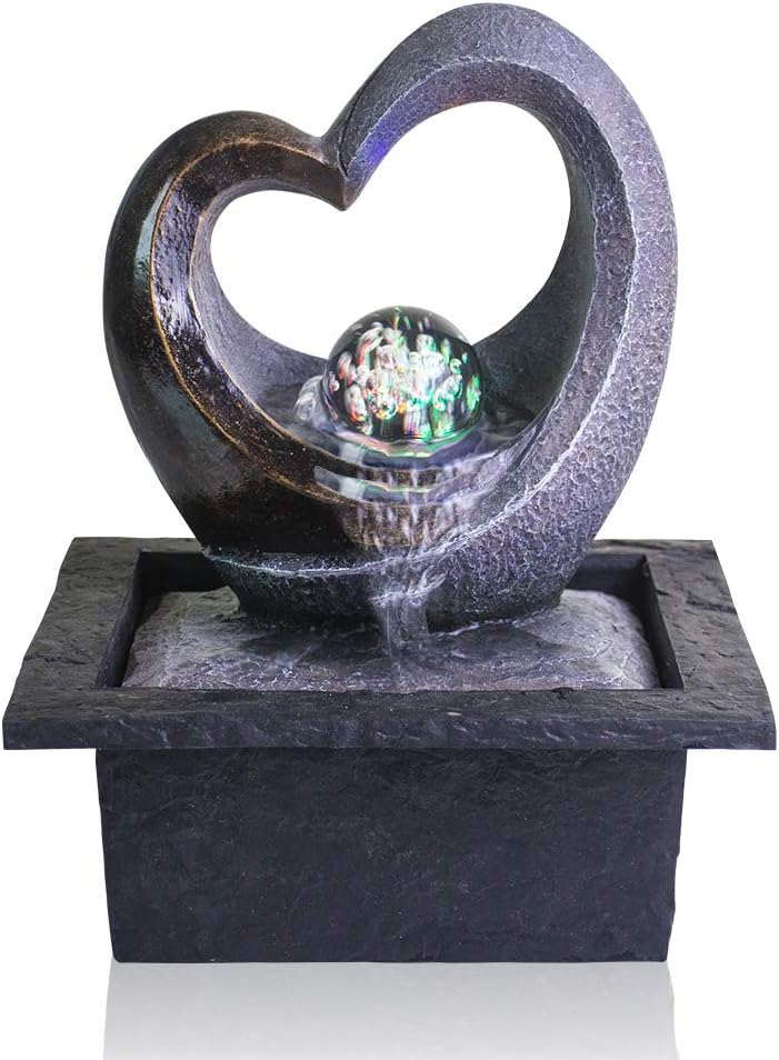 Indoor Zen Water Fountain with LED Light and Pump 7k