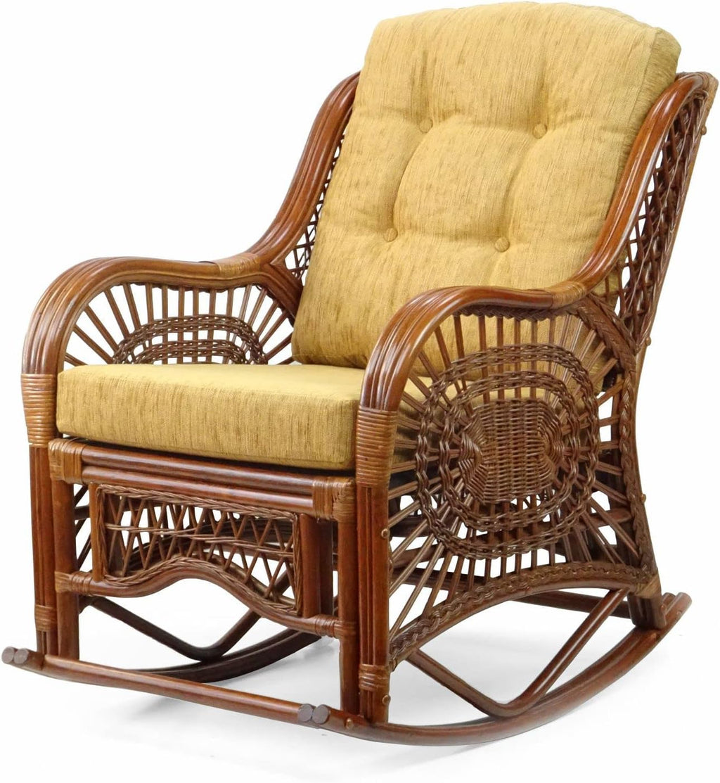 Rattan Rocking Lounge Chairs Set of 2 with Coffee Table a7