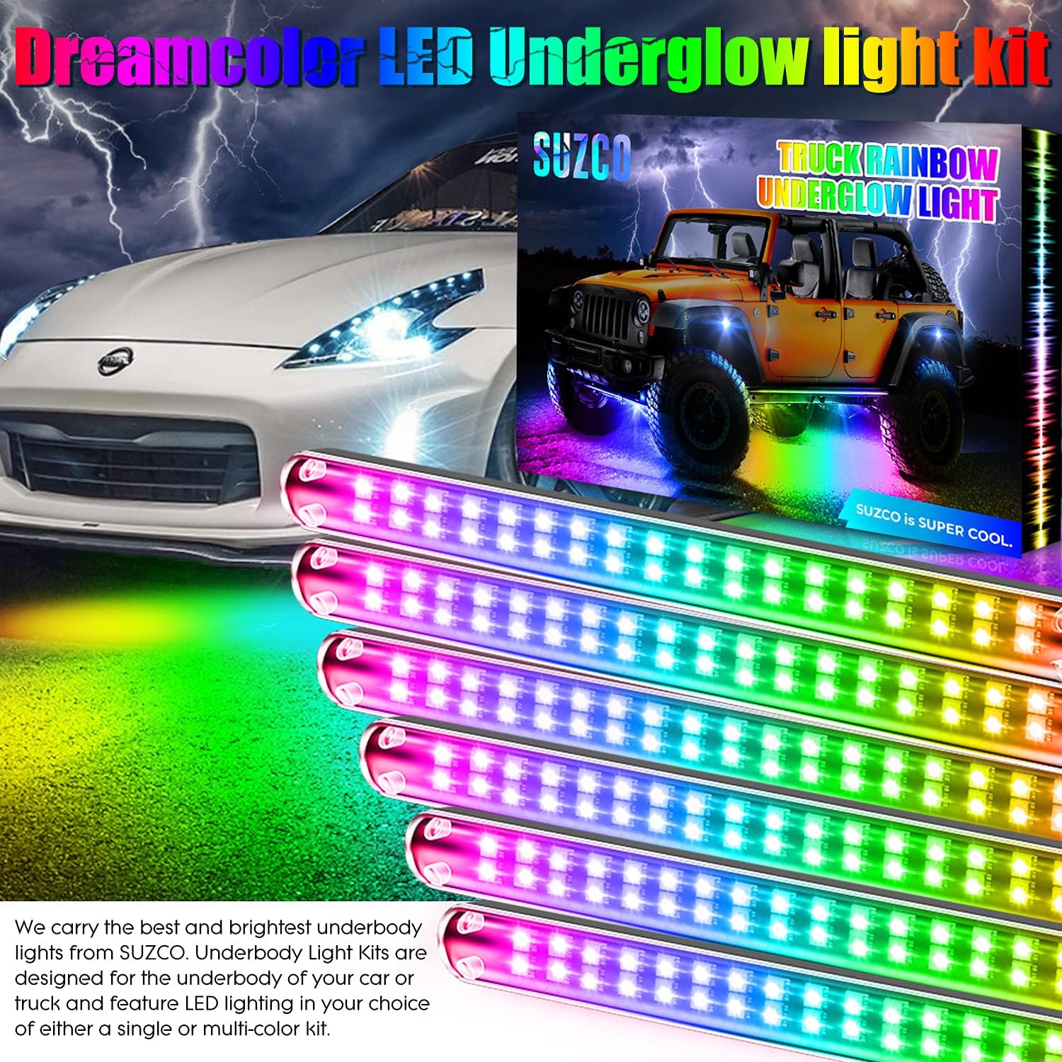 Car Underglow Lights 216-LEDs APP Control IP68 12V a7