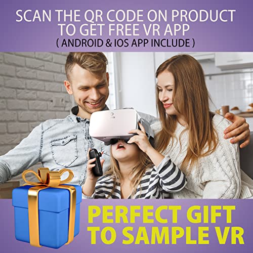 VR Headset for Phone with Controller, HD Lenses, 110° FOV White k7