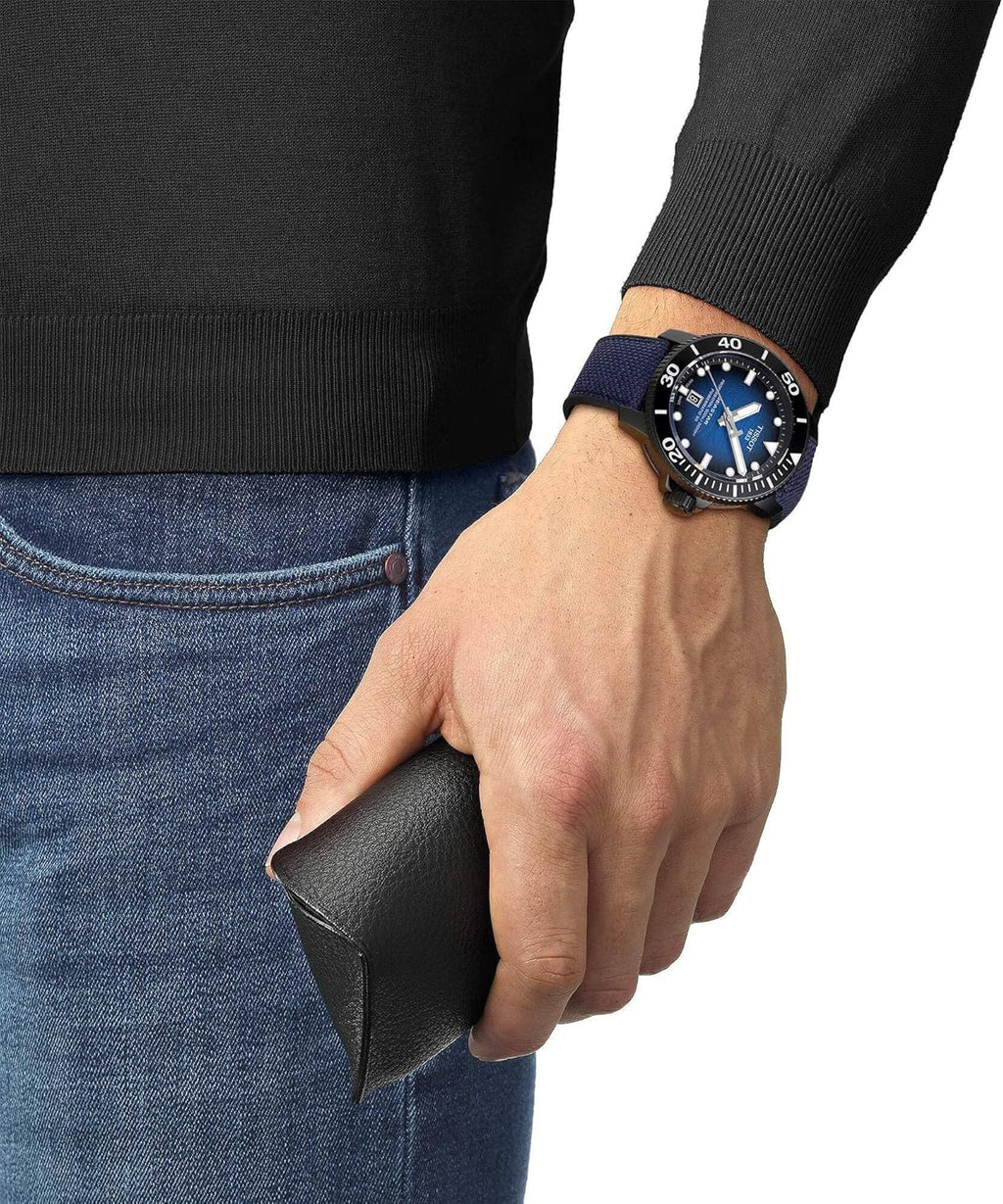 Men's Automatic Dive Watch Blue Black Rubber 9k