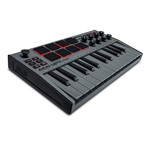 25 Key USB MIDI Keyboard Controller With 8 Drum Pads Grey A7