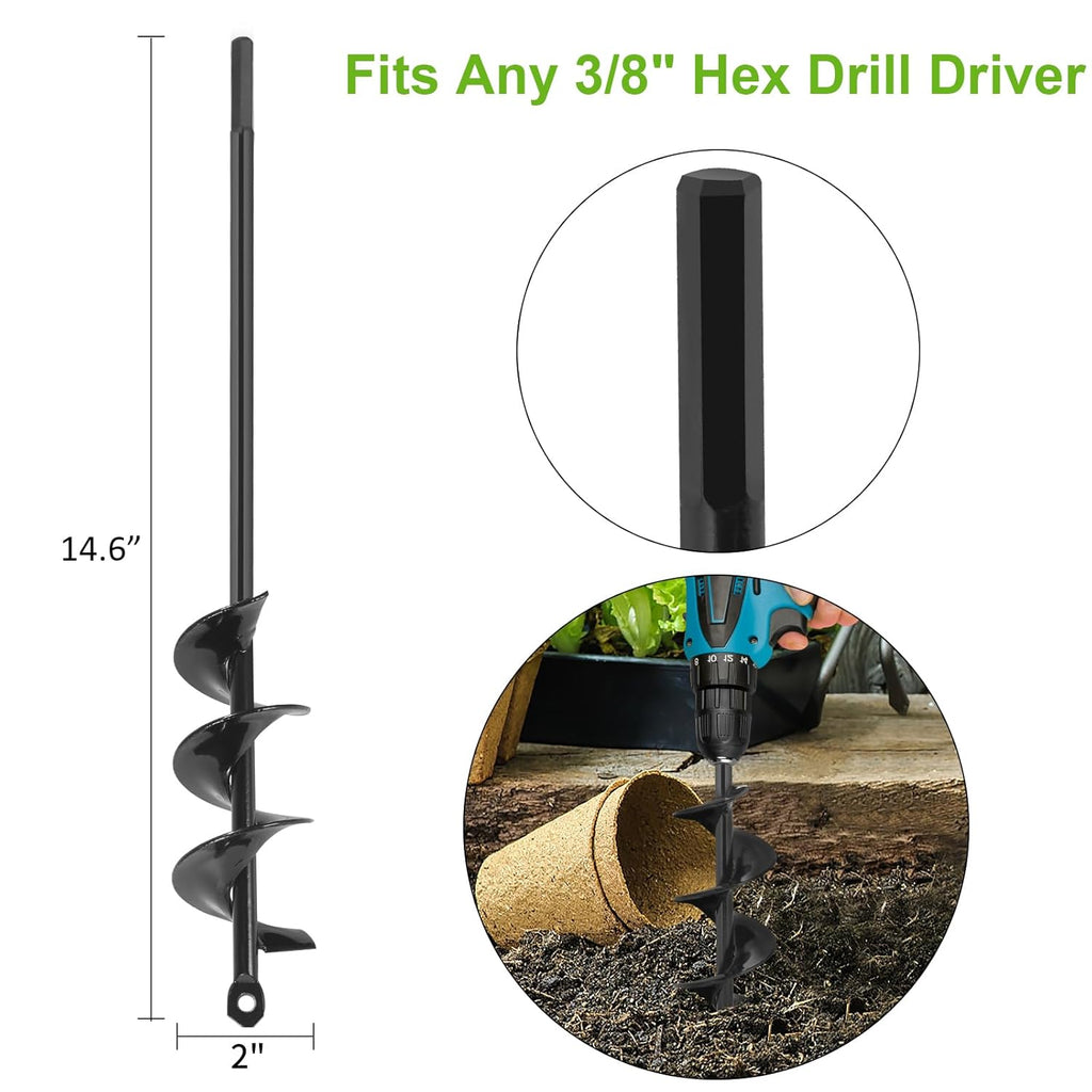 Garden Auger Spiral Drill Bit for Planting 2x14.6 Inch a7