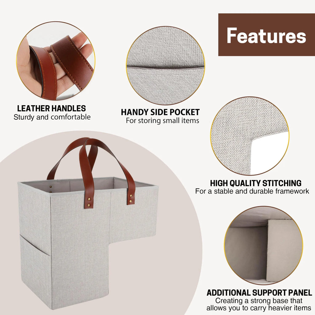Foldable Stair Basket for Carpet and Wood Stairs, Gray 7k