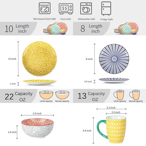 Ceramic Dinnerware Set for 4, Plates and Bowls, 12 Pieces k7