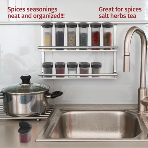 Spice Jars with Lids Airtight Refillable Set 8pk Red k7