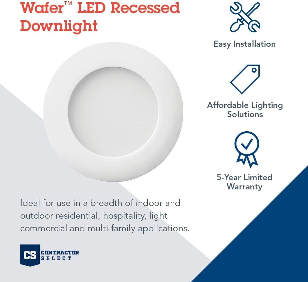 Lithonia Lighting WF3 30K MW M6 3-Inch Dimmable with Thin LED Recessed Ceiling Downlight, 3000K, White & WF6 30K40K50K 90CRI MW M6 LED Color Temperature Selectable Ultra Thin Recessed Downlight