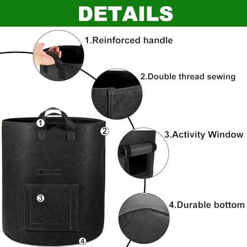 Potato Grow Bags with Flap Window, Aeration Fabric Pots, 6-Pack 7k