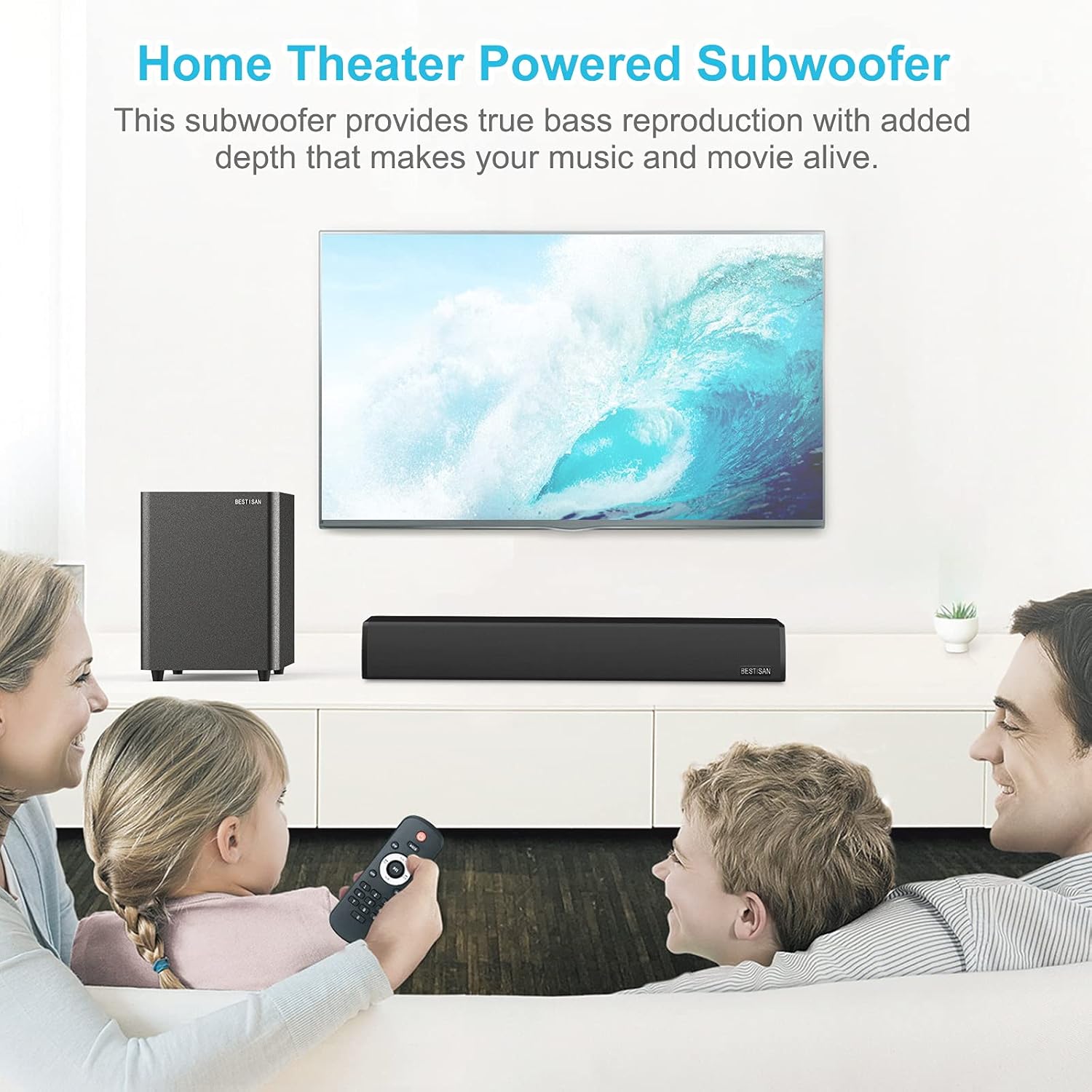Powered Subwoofer for Home Theater, Deep Bass, Compact Size 7k