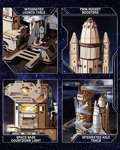 3D Space Shuttle Wooden Puzzle DIY Model with Lighting A7