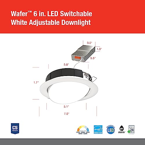 Wafer-Thin LED Downlight, Adjustable Trim, 6-Inch k7x