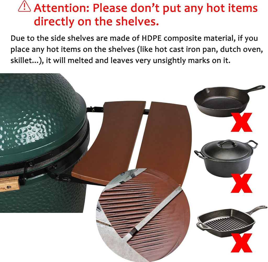 Grill Side HDPE Shelves for Big Green Egg Parts Replacement BBQ Accessories Fit Large 3 Slats K7