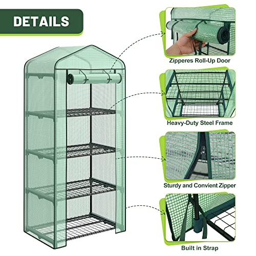 Mini Greenhouse with PE Cover and Roll-Up Zipper Door a7