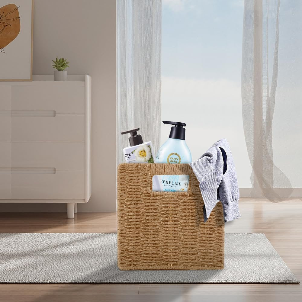Wicker Storage Baskets 8.7 Inch Foldable Cube Organizer a7