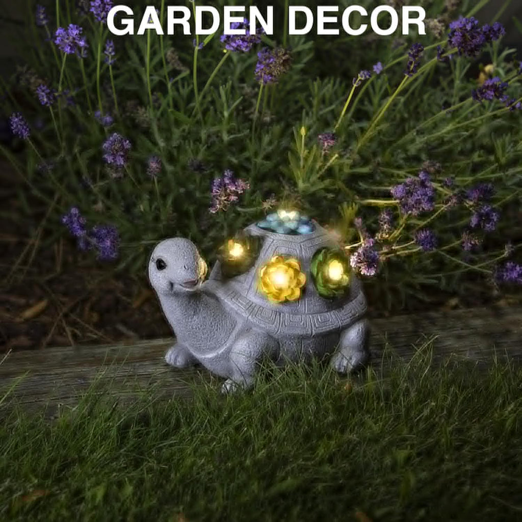 Turtle Garden Statue with Flower Lights, Outdoor Planter a7