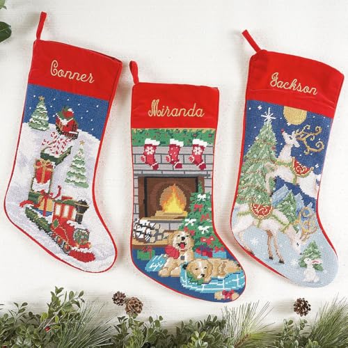 Personalized Christmas Needlepoint Stocking 100% Wool A7