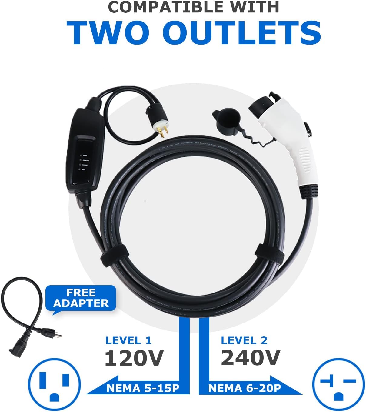 EV Charger 110V-240V 16Amp 25ft Cable Portable EVSE k7