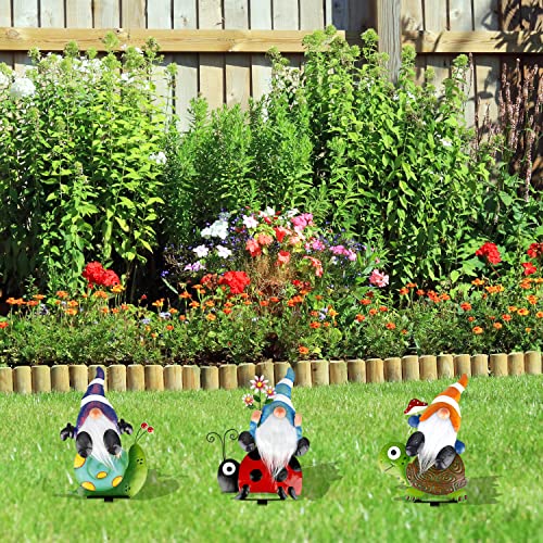 Garden Gnome Stakes Outdoor Metal Decor 4 Pack k7