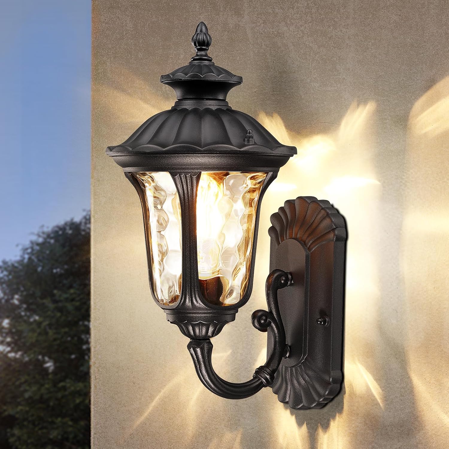 Outdoor Wall Light Fixture Waterproof Sconce Black a7