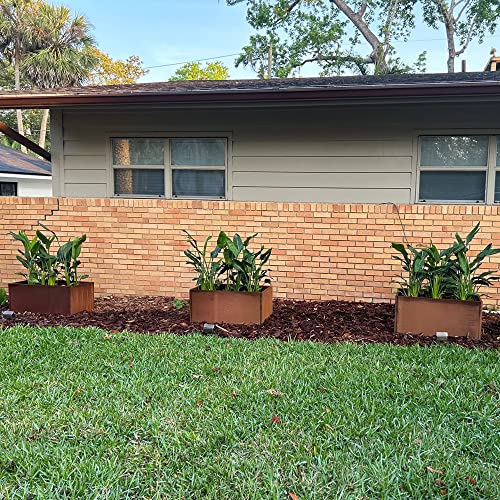 Corten Steel Square Planter Box Outdoor Metal Flower Pot 20 Inch a7