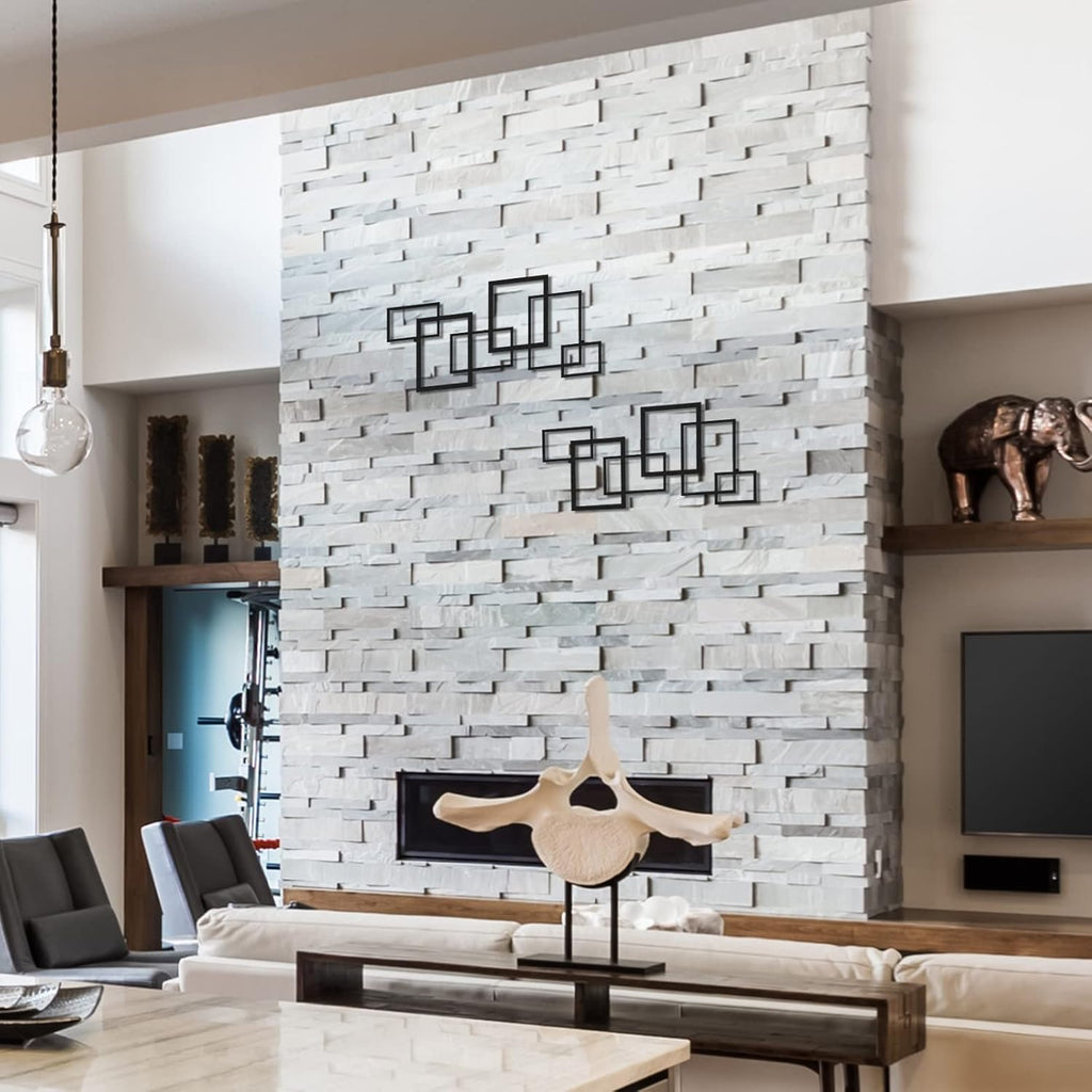 Modern Geometric Metal Wall Art Black Square Decor k7