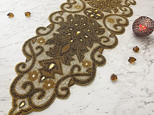 Beaded Table Runner 13x36 Multicolour H7q