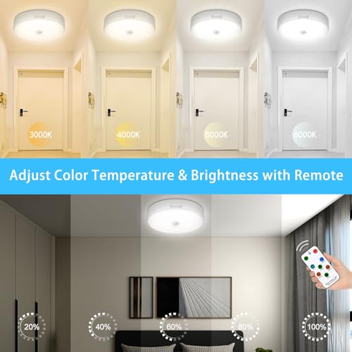 Motion Sensor Ceiling Light with Remote, Rechargeable 2 Pack a7