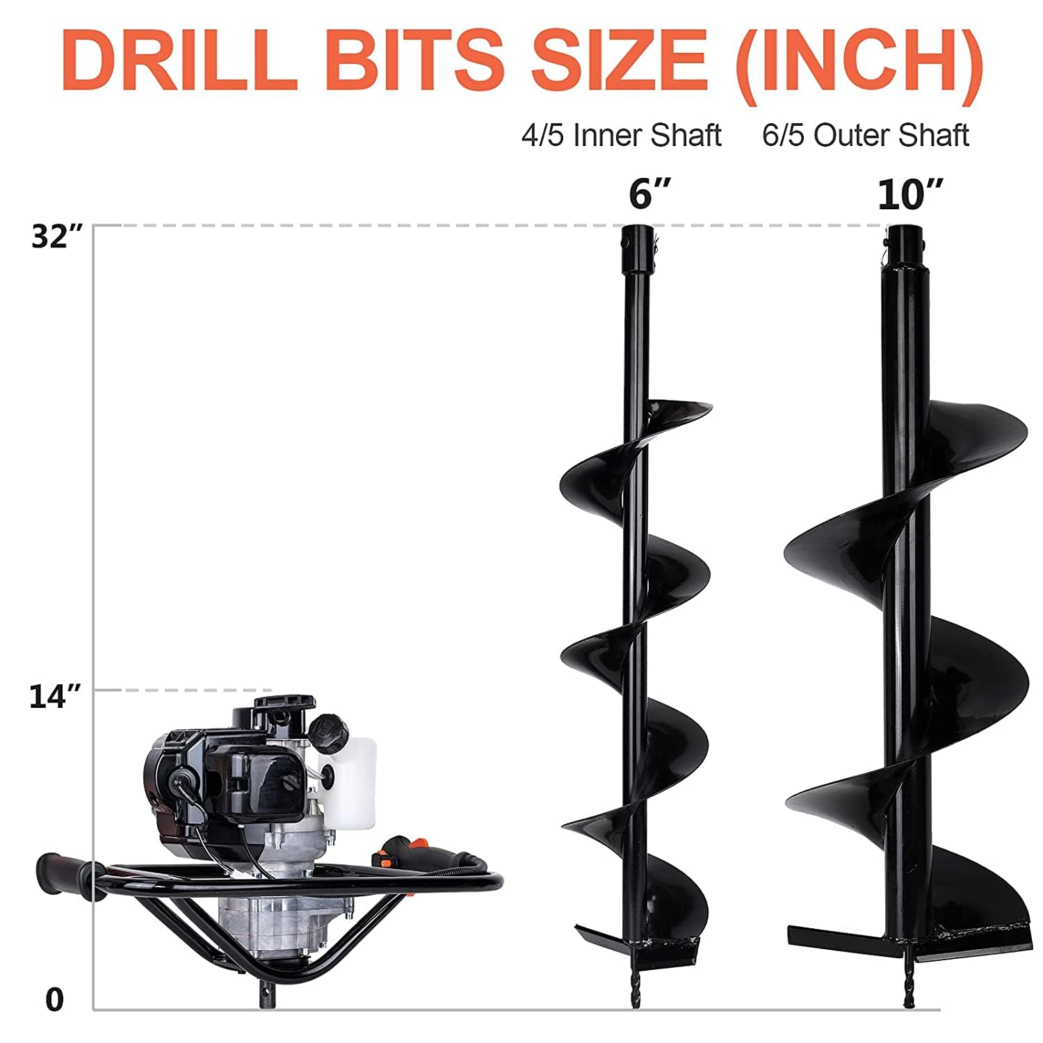 Gas Post Hole Digger with 6" & 10" Auger Bits 7k