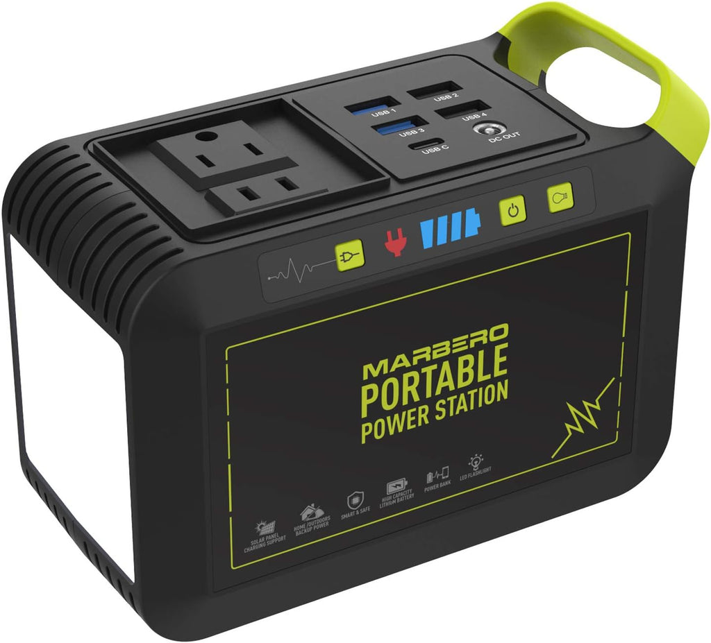 MARBERO 88Wh Portable Power Station,24000mAh Camping Solar Generators Lithium Battery Power Supply with 110V/80W(Peak 120W) AC Outlet,USB QC3.0,LED Flashlights for CPAP Home Camping Emergency Backup