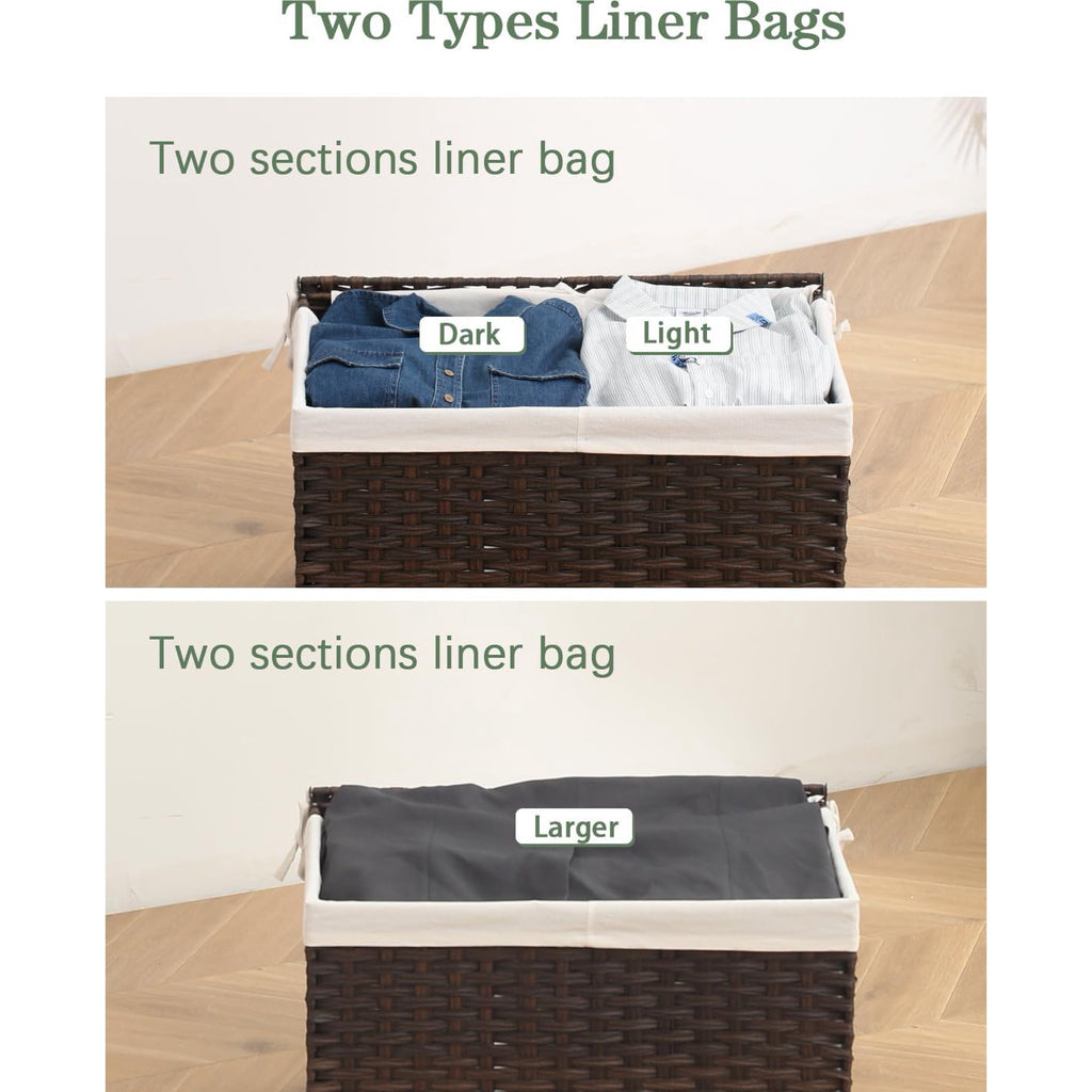 Woven Storage Basket with Lid, 65L Foldable, Gray a7