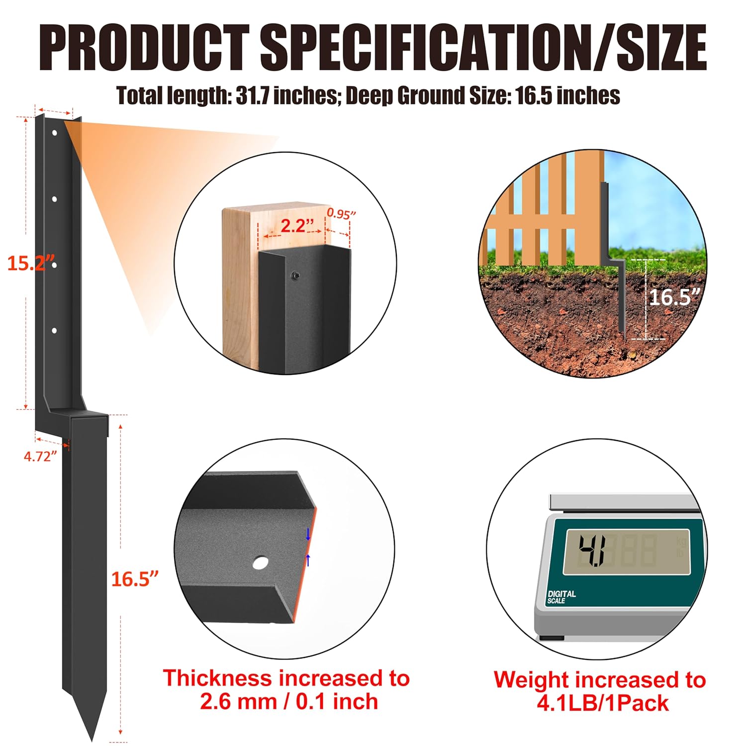Fence Post Repair Kit Steel Ground Spike 2 Pack a7